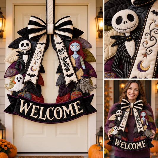 Welcome Home - Personalized Nightmare Quilted Door Hanger
