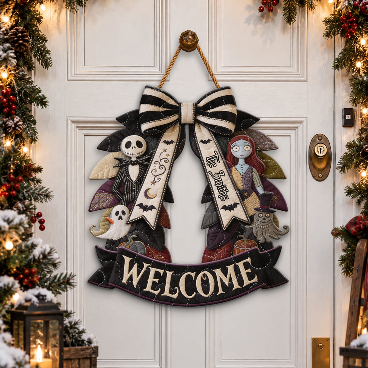 Welcome Home - Personalized Nightmare Quilted Door Hanger