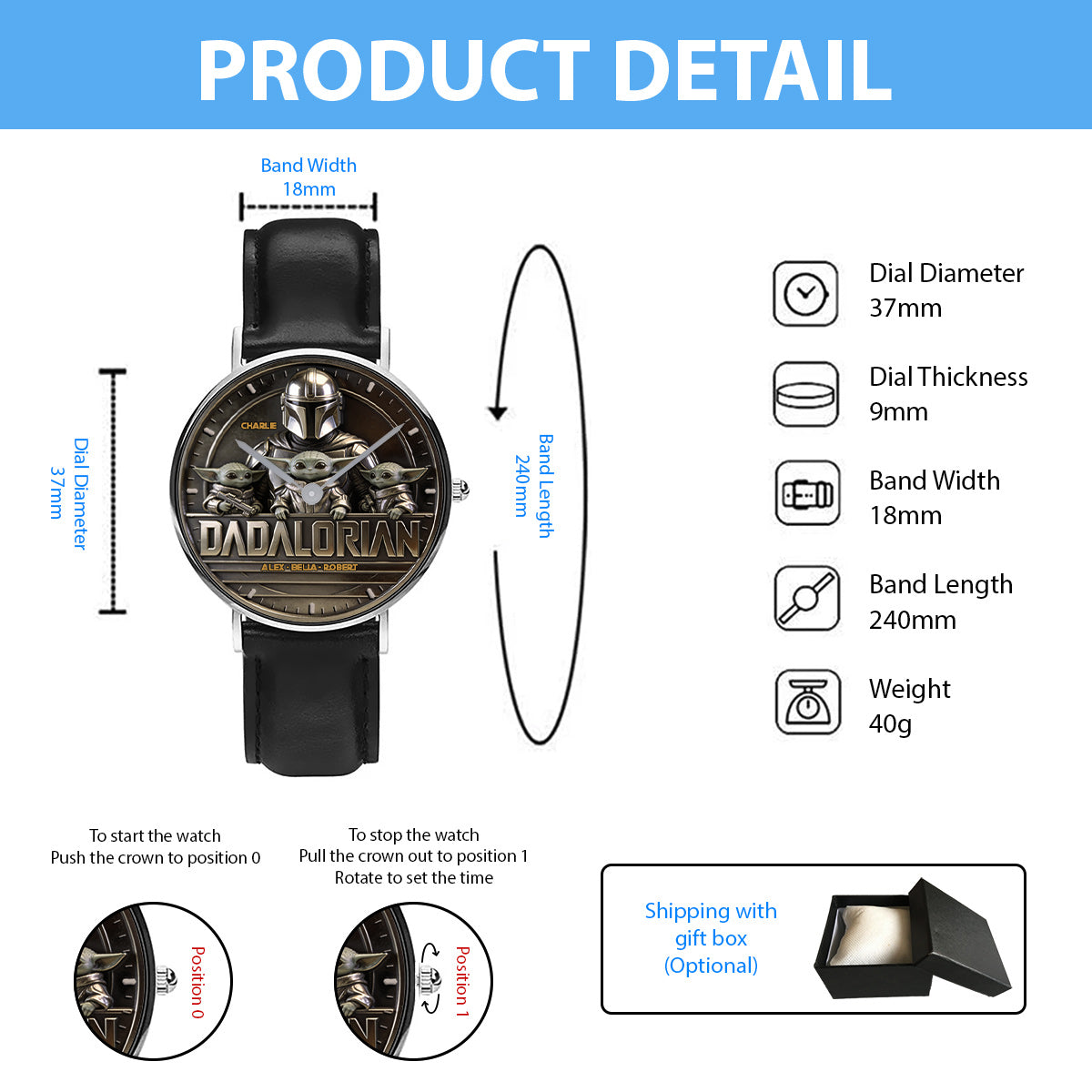 The Dadalorian - Personalized The Force Hand Watch