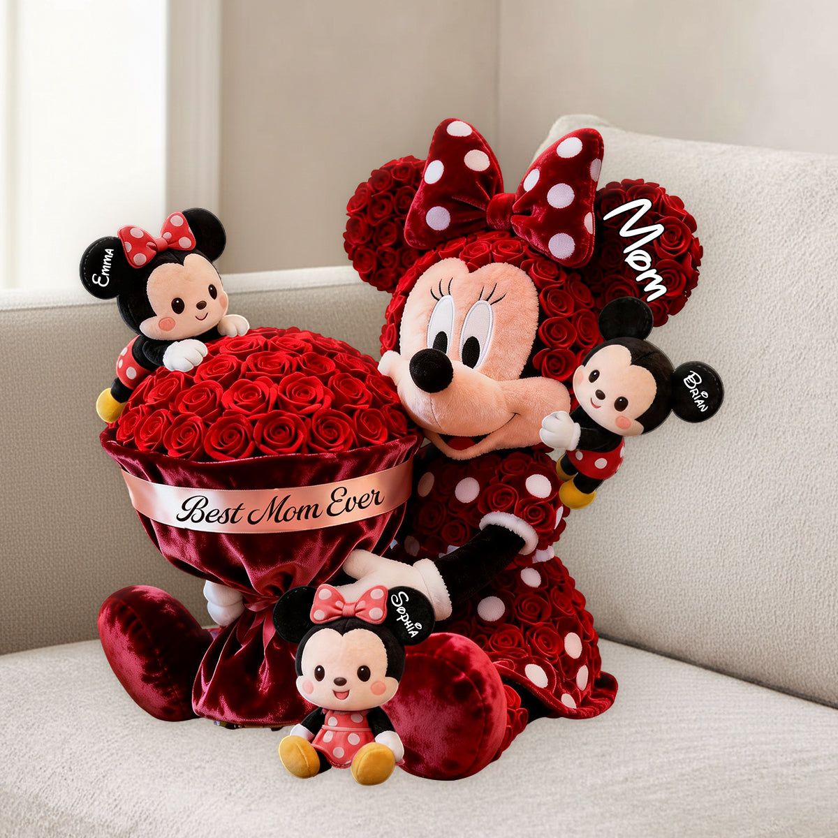 Cute Cartoon Mom - Personalized Mouse Premium Faux Fur Pillow