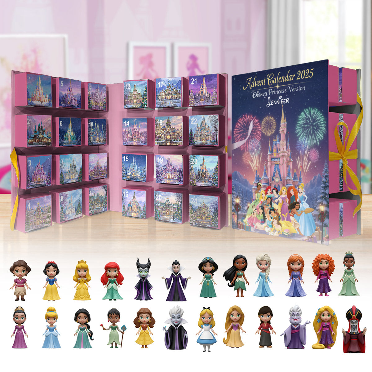 Magical Princess Collection - Personalized Mouse Folded Advent Calendar With Ornaments