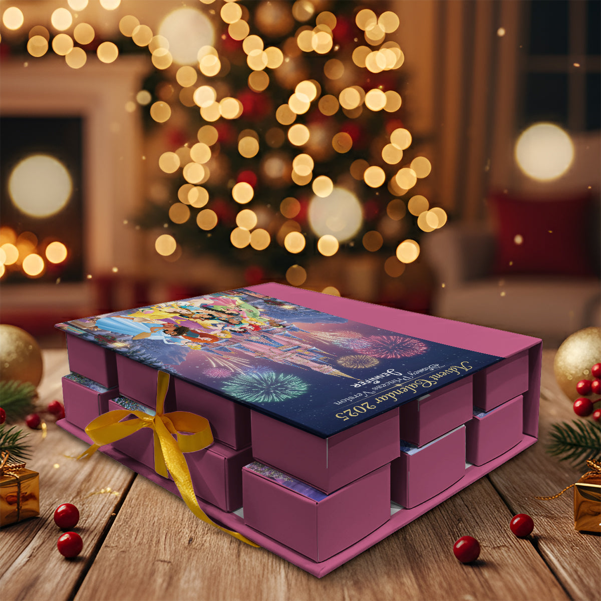 Magical Princess Collection - Personalized Mouse Folded Advent Calendar With Ornaments