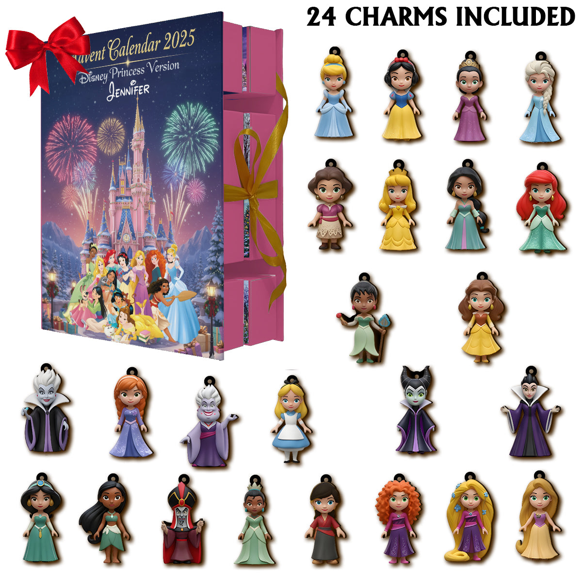 Magical Princess Collection - Personalized Mouse Folded Advent Calendar With Ornaments