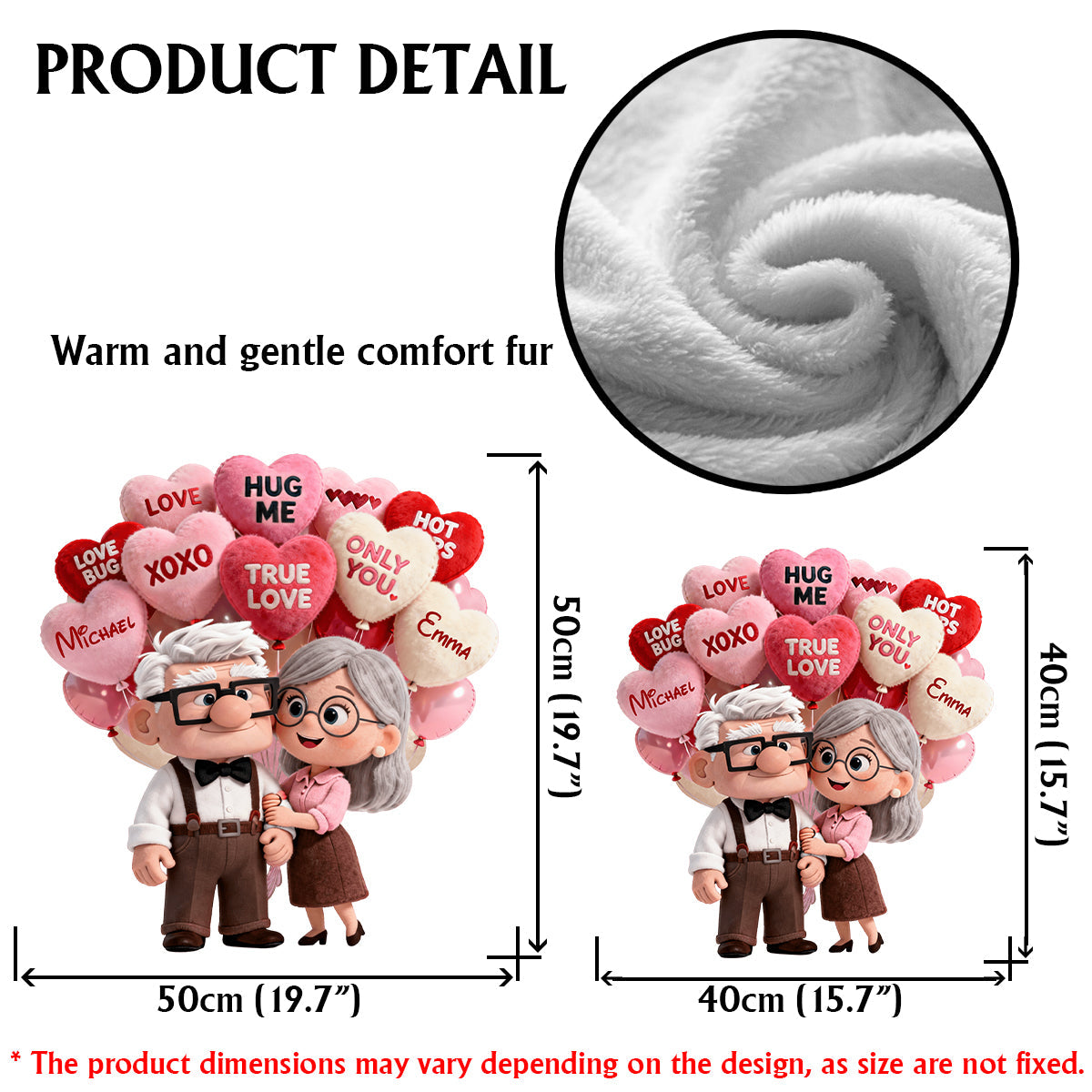 I Love You - Personalized Up Movie Couple Faux Fur Shaped Pillow