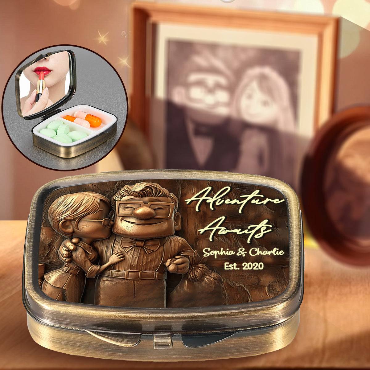Adventure Awaits - Personalized Mouse Pill Organizer Box
