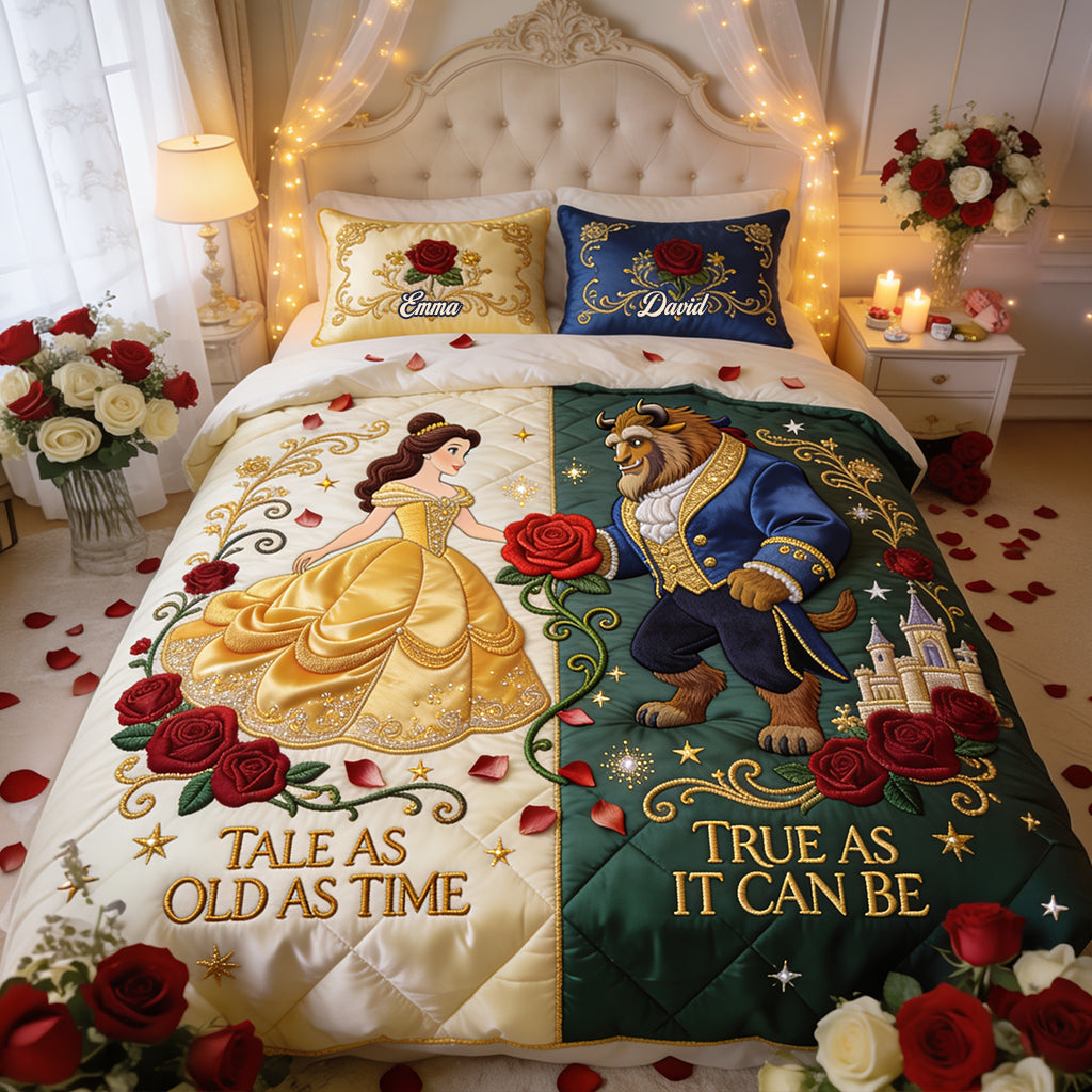 Tale As Old As Time, True As It Can Be - Personalized Beauty And The Beast Quilt Set