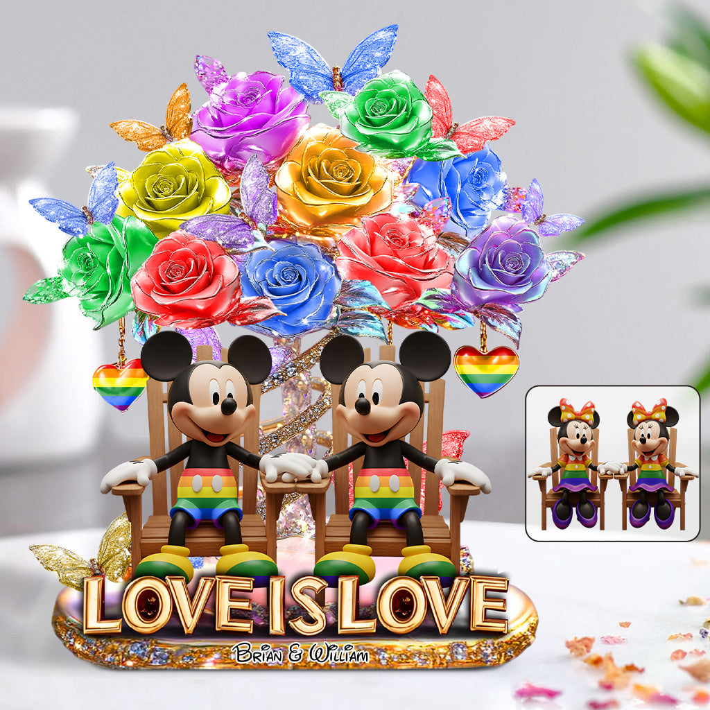 Love Is Love - Personalized LGBT Support Custom Shaped Acrylic Plaque