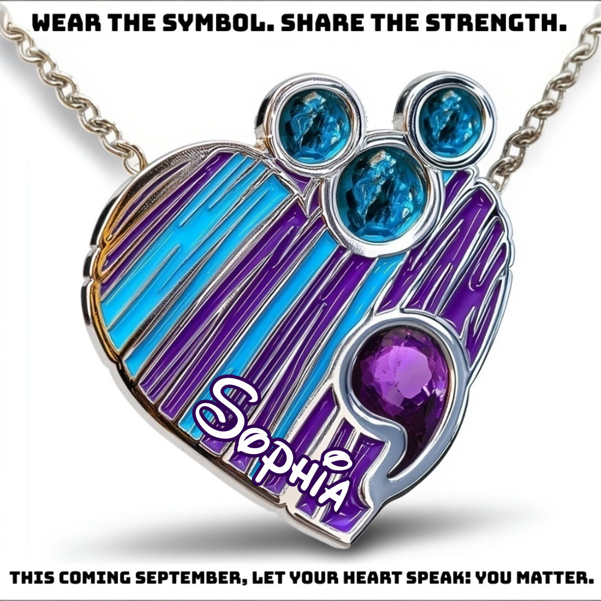 You Matter - Personalized Suicide Prevention Custom Shaped Pendant Necklace