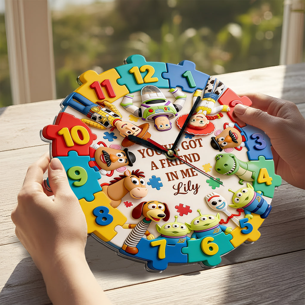 You've Got A Friend In Me - Personalized Autism Awareness Acrylic Wall Clock