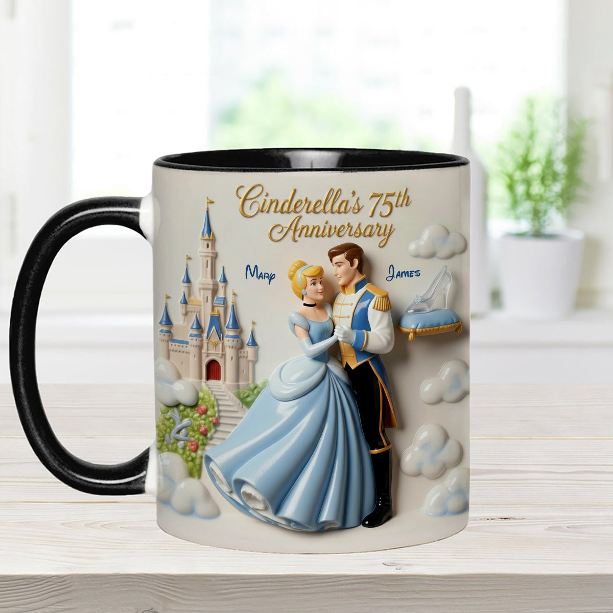 Cinderela Princess - Personalized Couple Set Accent Mug with Acrylic Stirrers