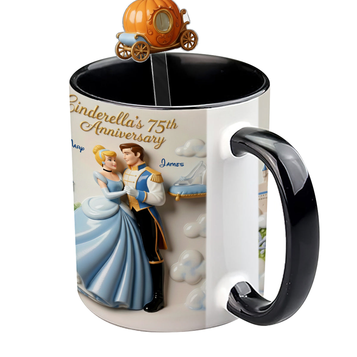Cinderela Princess - Personalized Couple Set Accent Mug with Acrylic Stirrers