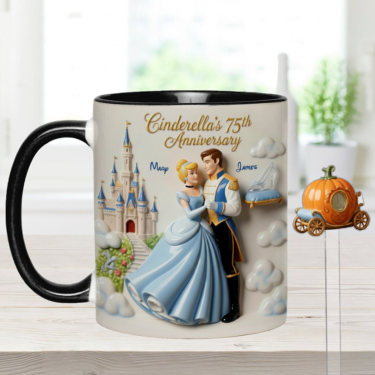Cinderela Princess - Personalized Couple Set Accent Mug with Acrylic Stirrers
