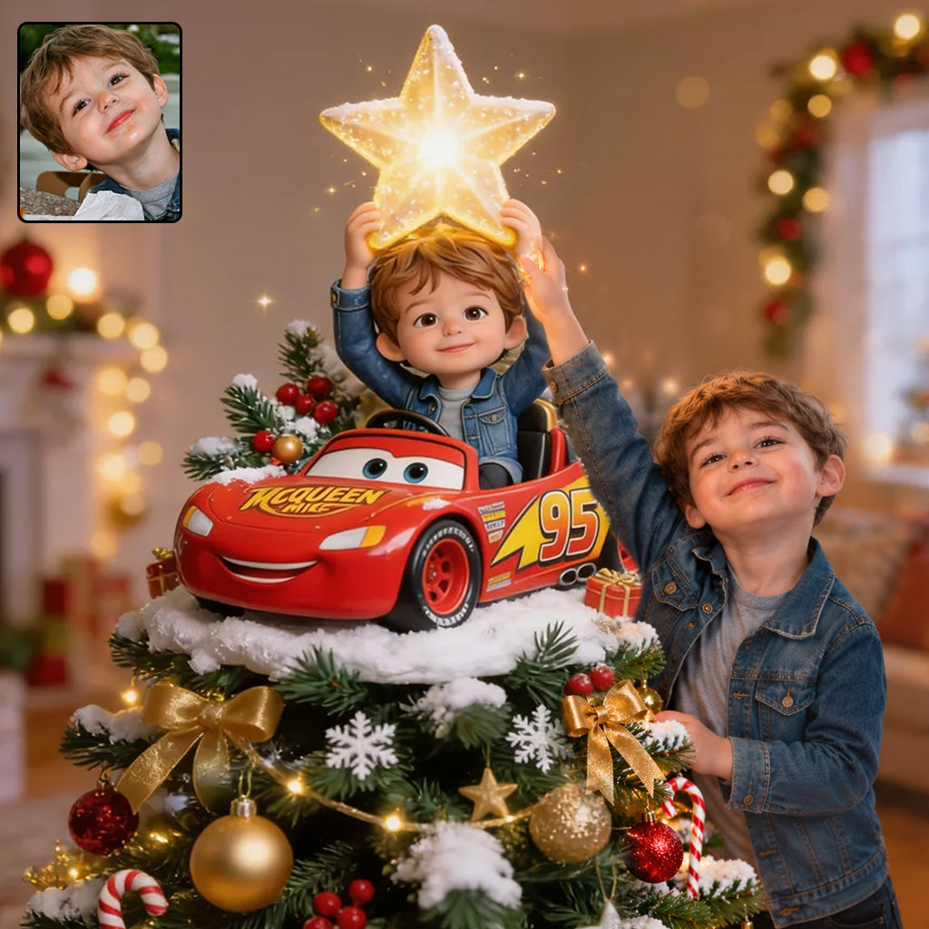 Little Racer Christmas - Personalized Racing Lover LED Light Tree Topper