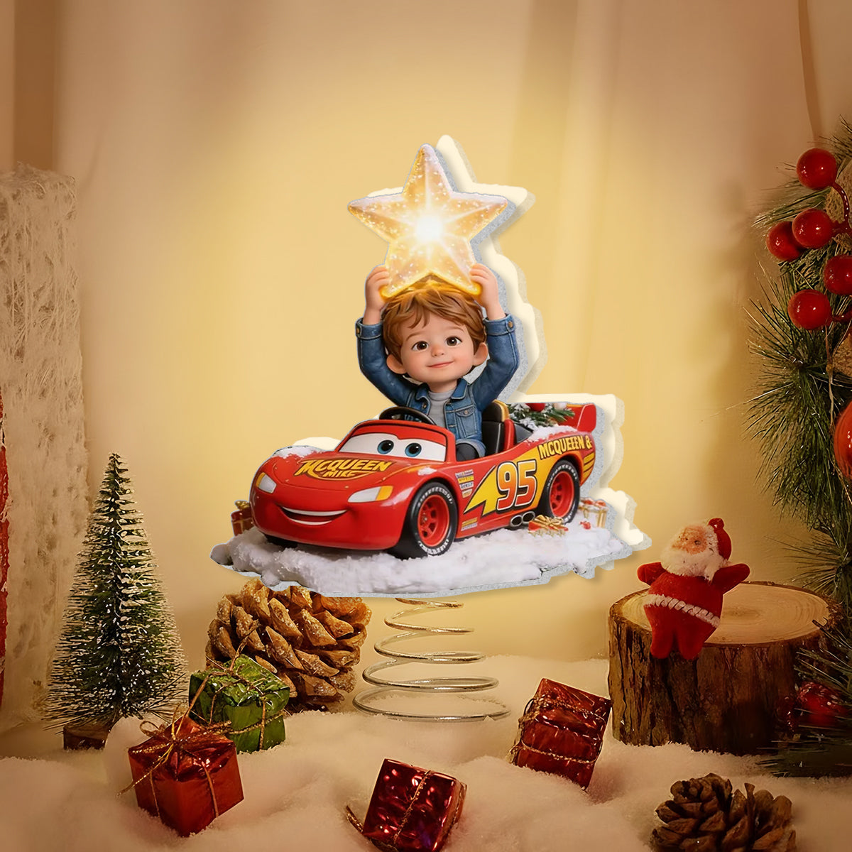 Little Racer Christmas - Personalized Racing Lover LED Light Tree Topper