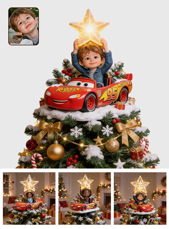 Little Racer Christmas - Personalized Racing Lover LED Light Tree Topper