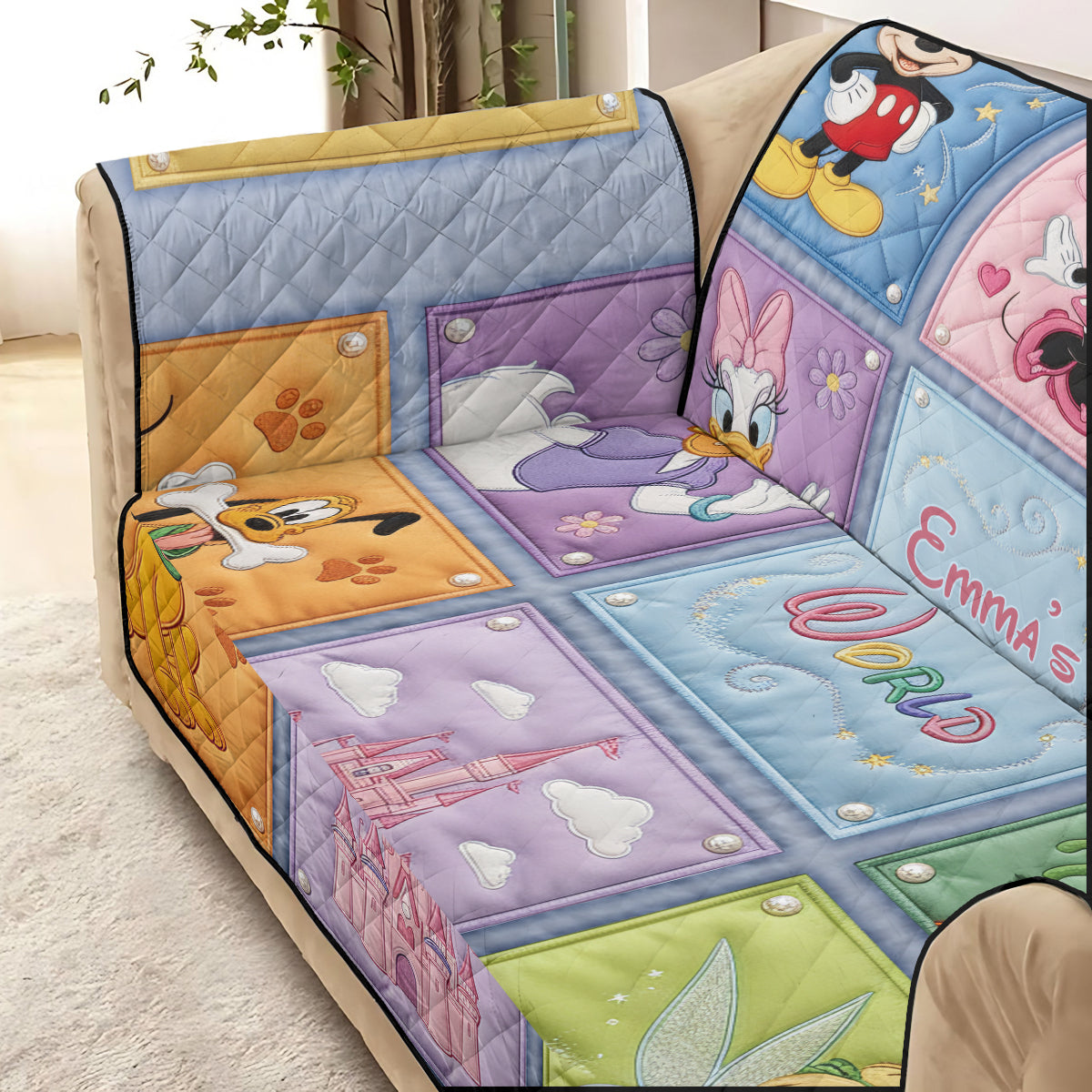 Magical Time - Personalized Mouse Quilted Sofa/Couch Cover
