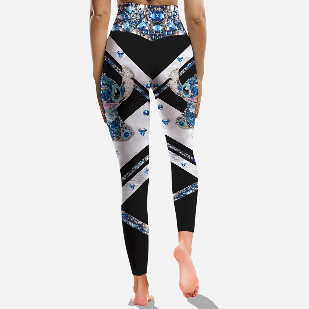 Blue Monster - Personalized Ohana Cross Tank Top and Leggings