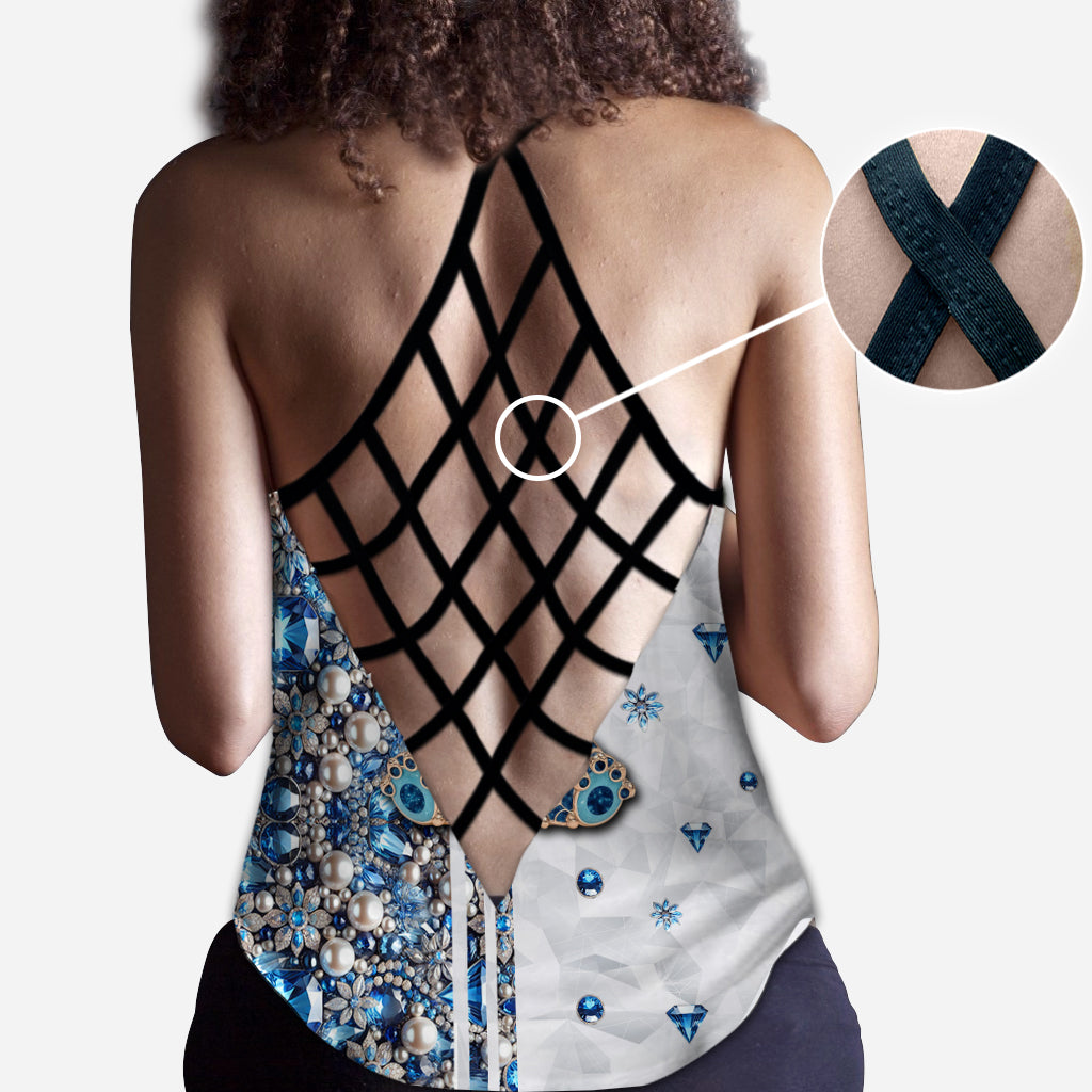 Blue Monster - Personalized Ohana Cross Tank Top and Leggings