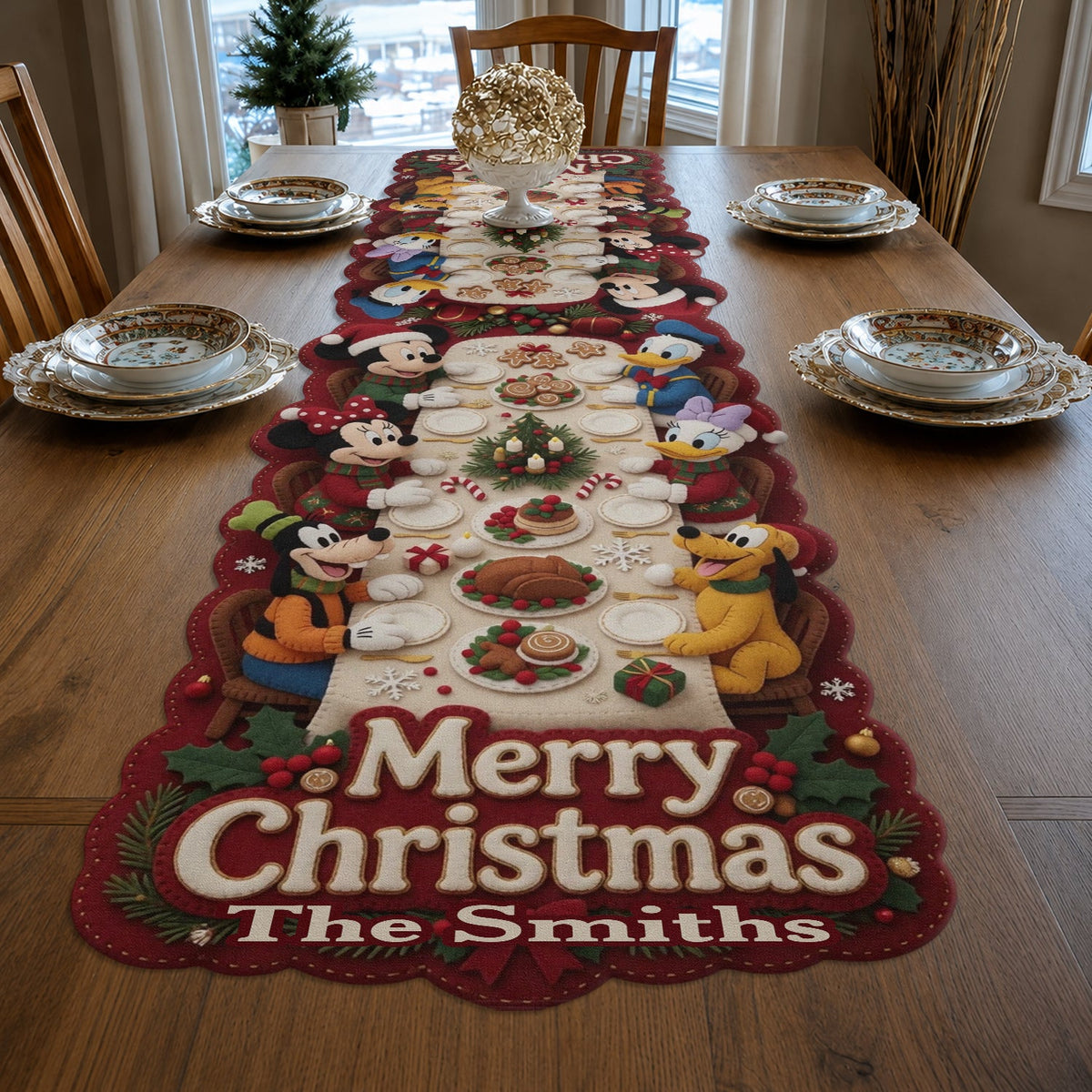 Magical Christmas - Personalized Mouse Custom Shape Table Runner