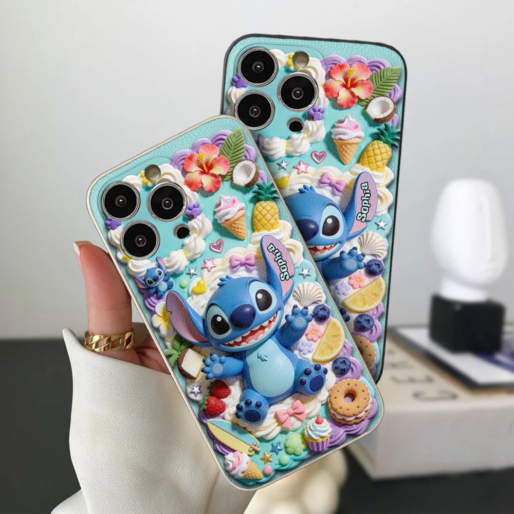 Ohana - Personalized Ohana 3D Embossed Leather Phone Case