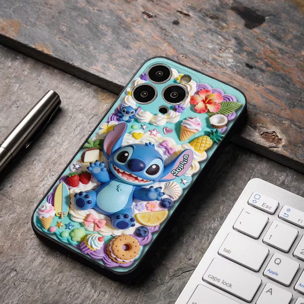 Ohana - Personalized Ohana 3D Embossed Leather Phone Case