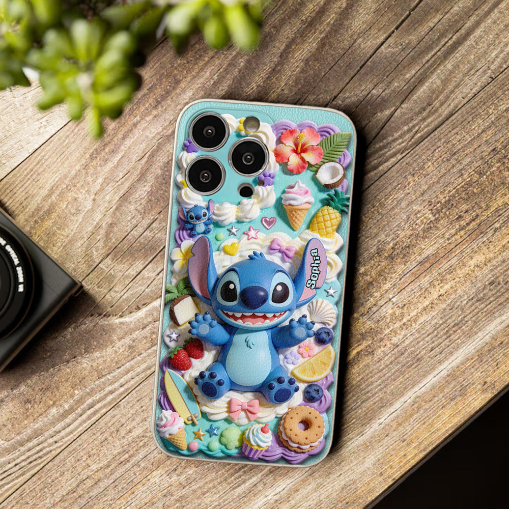 Ohana - Personalized Ohana 3D Embossed Leather Phone Case