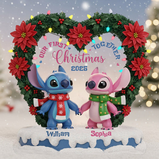 Couple Ohana Our First Christmas Together - Personalized Ohana Custom Shaped Acrylic Plaque
