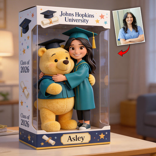 Happy Graduation with Yellow Bear - Personalized Graduation Custom Shaped Acrylic Plaque