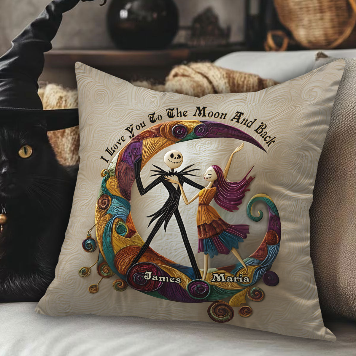 Couple Nightmare I Love You To The Moon And Back - Personalized Nightmare Throw Pillow
