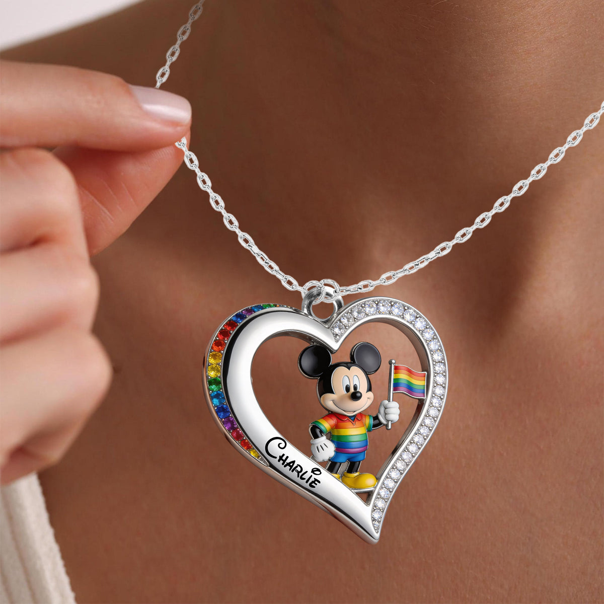 Love Is Love Pride Month - Personalized LGBT Support Shaped Metal Pendant Necklace