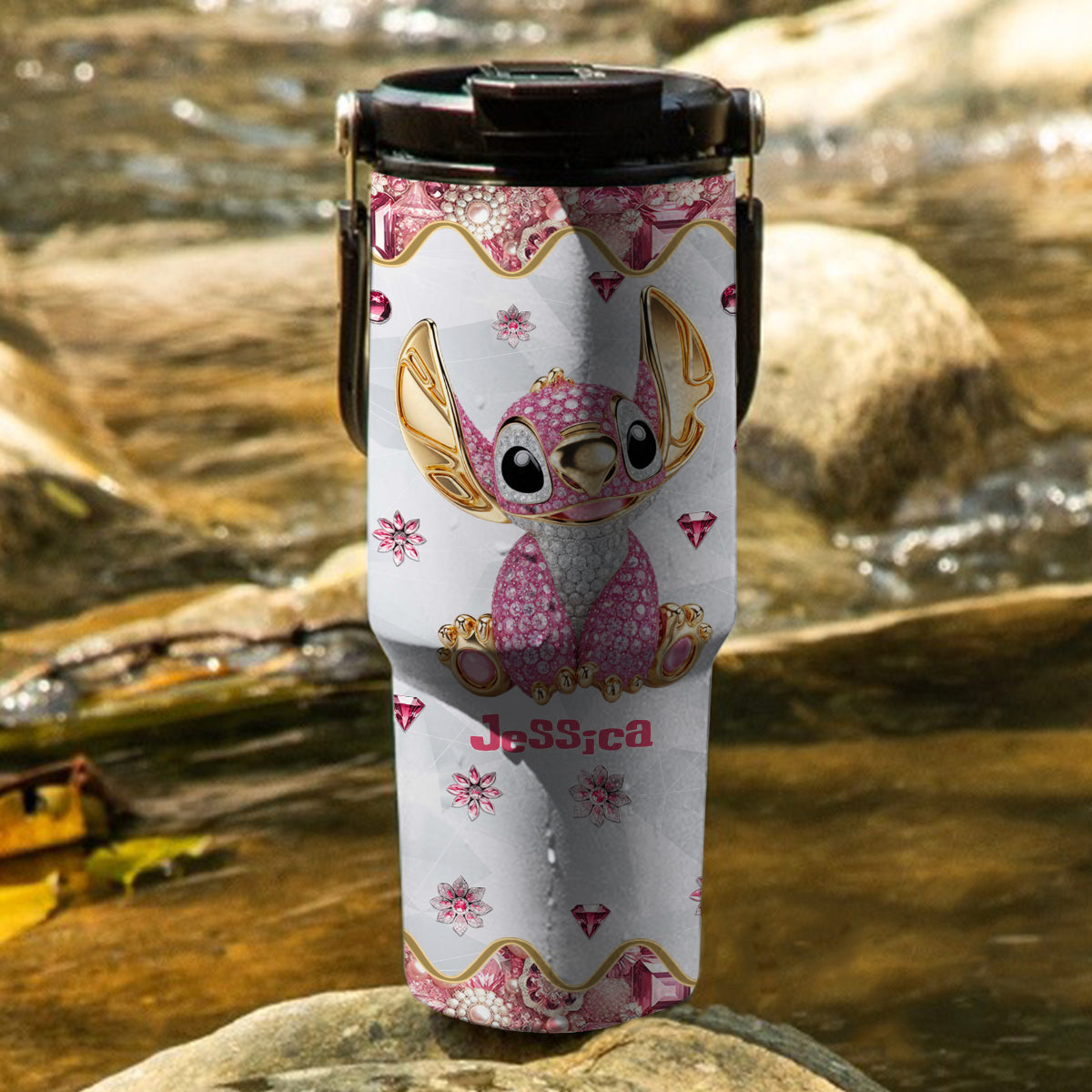 Ohana Means Family - Personalized Ohana Tumbler With Grip Handle