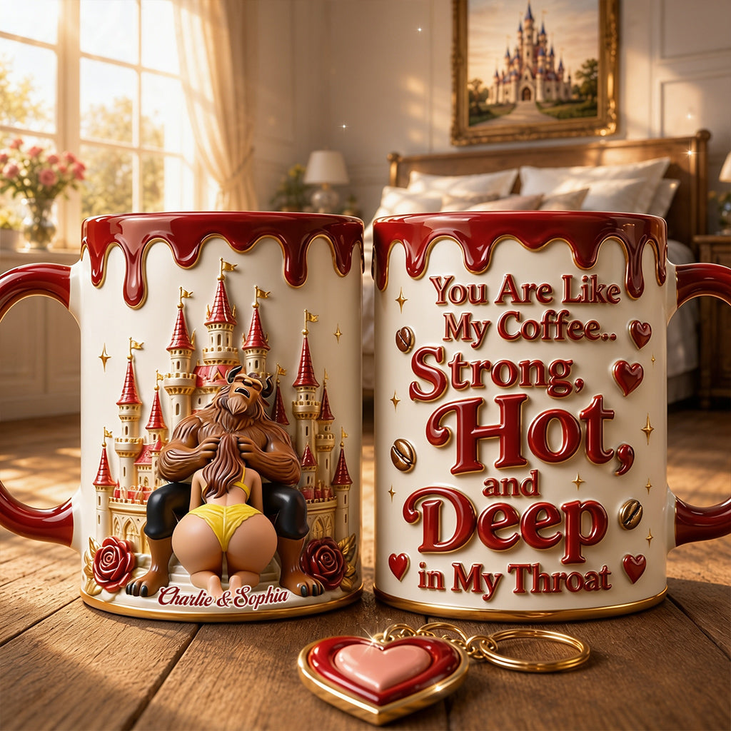 Princess & The Beast, Naughty Couple Gift - Personalized Beauty And The Beast 3D Printed Accent Mug
