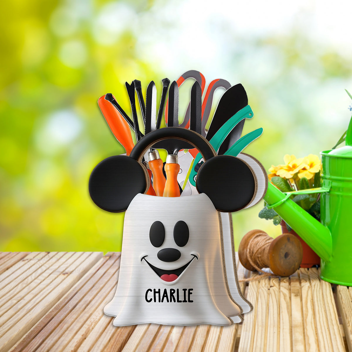 Perfect Trick Or Treat Halloween Gift For Kids - Personalized Mouse Wooden Desk Organizer