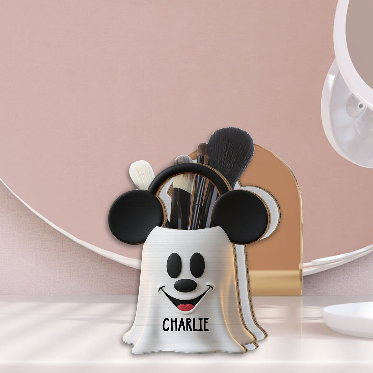 Perfect Trick Or Treat Halloween Gift For Kids - Personalized Mouse Wooden Desk Organizer