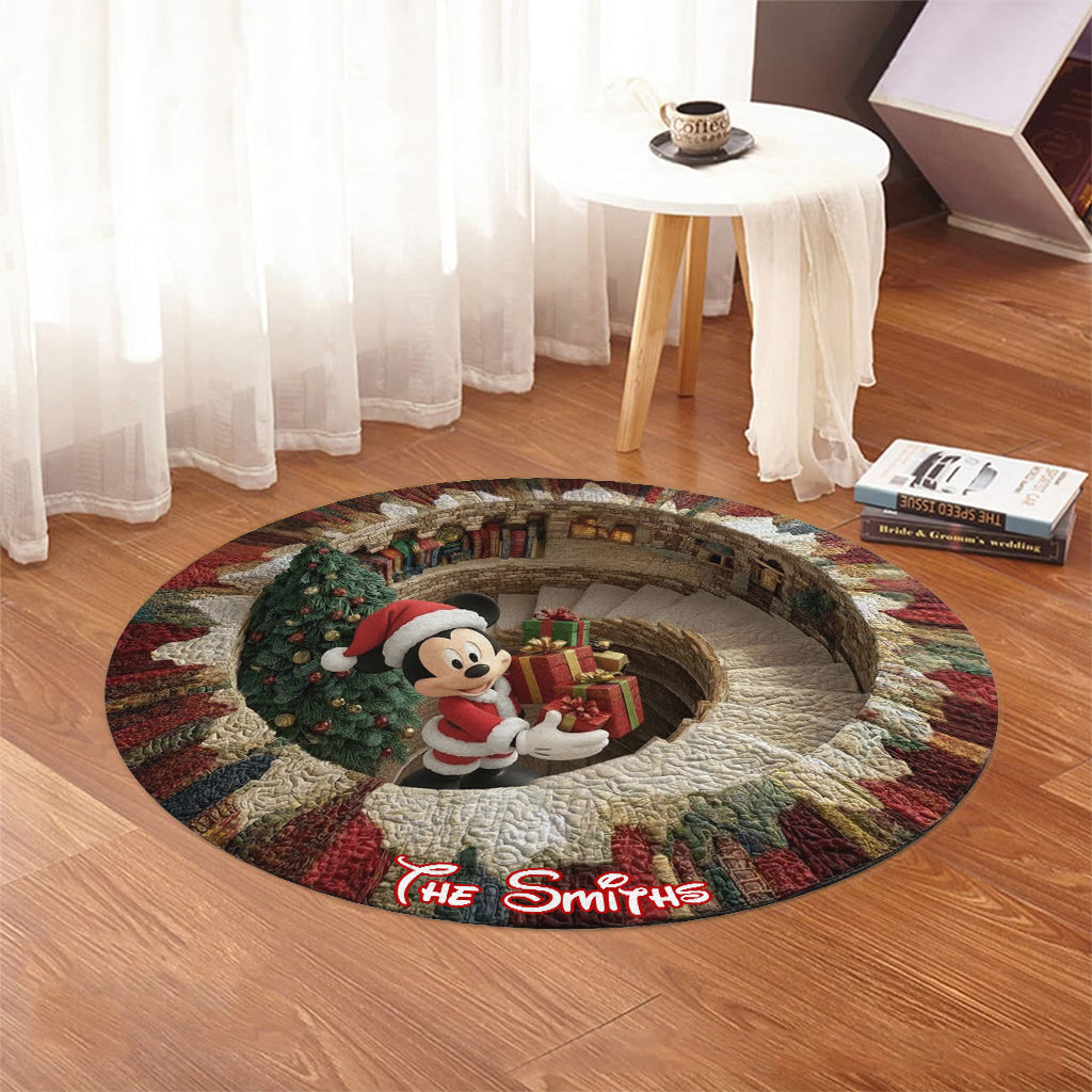 Merry Greenmas - Personalized Mouse Round Rug