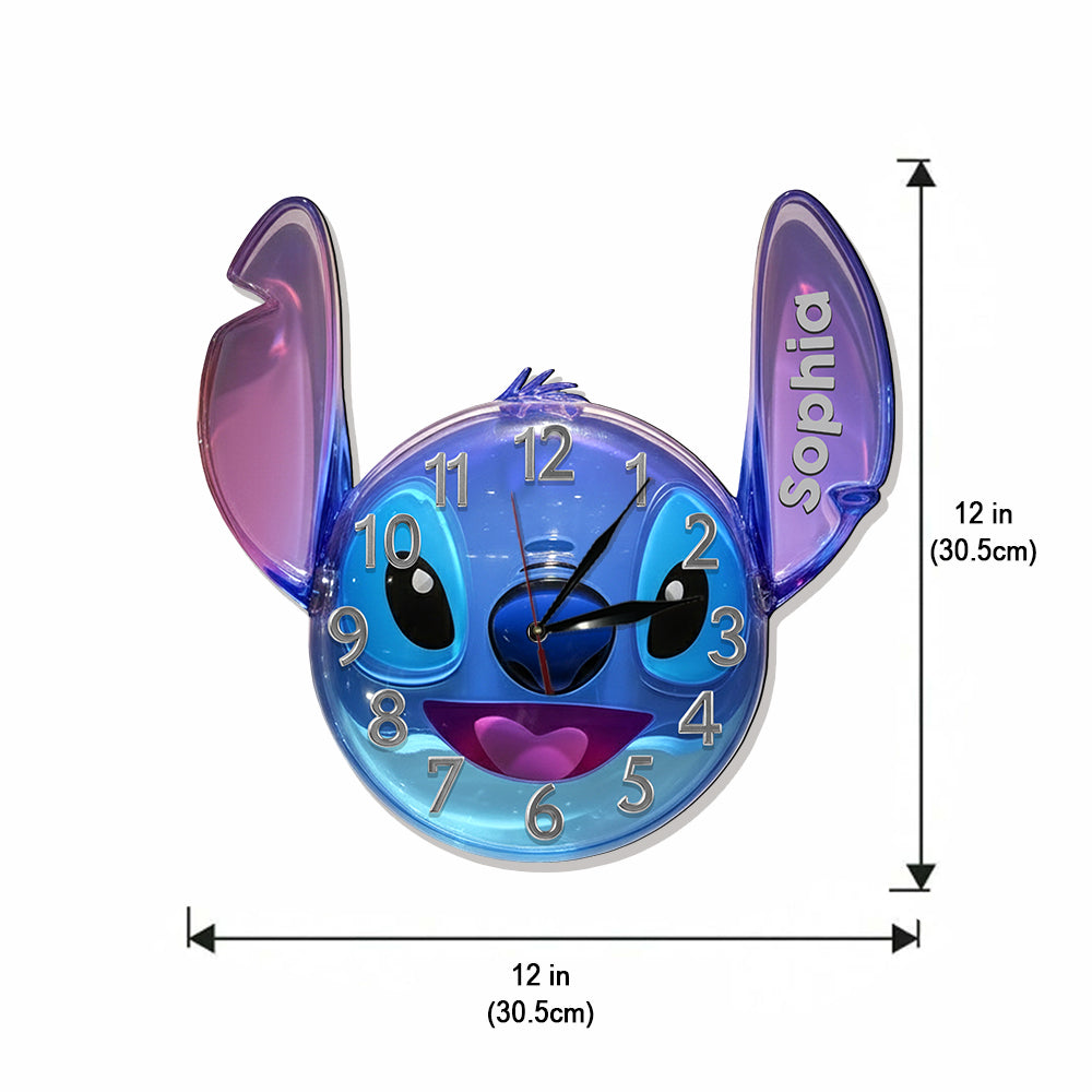 Whimsical Character - Personalized Ohana LED Light Wall Clock
