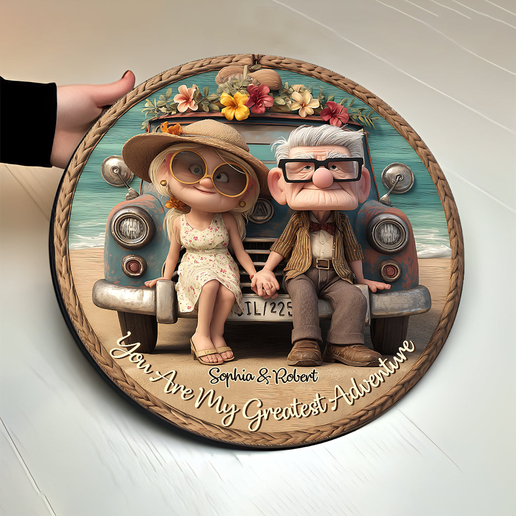 Summer Vibe You Are My Greatest Adventure - Personalized Couple Round Wood Sign