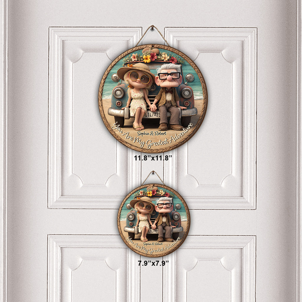 Summer Vibe You Are My Greatest Adventure - Personalized Couple Round Wood Sign