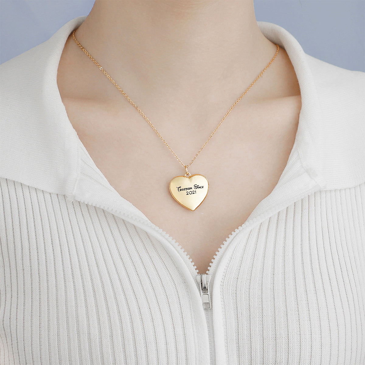 Cute Mouse Couple - Personalized Mouse Locket Pendant Necklace
