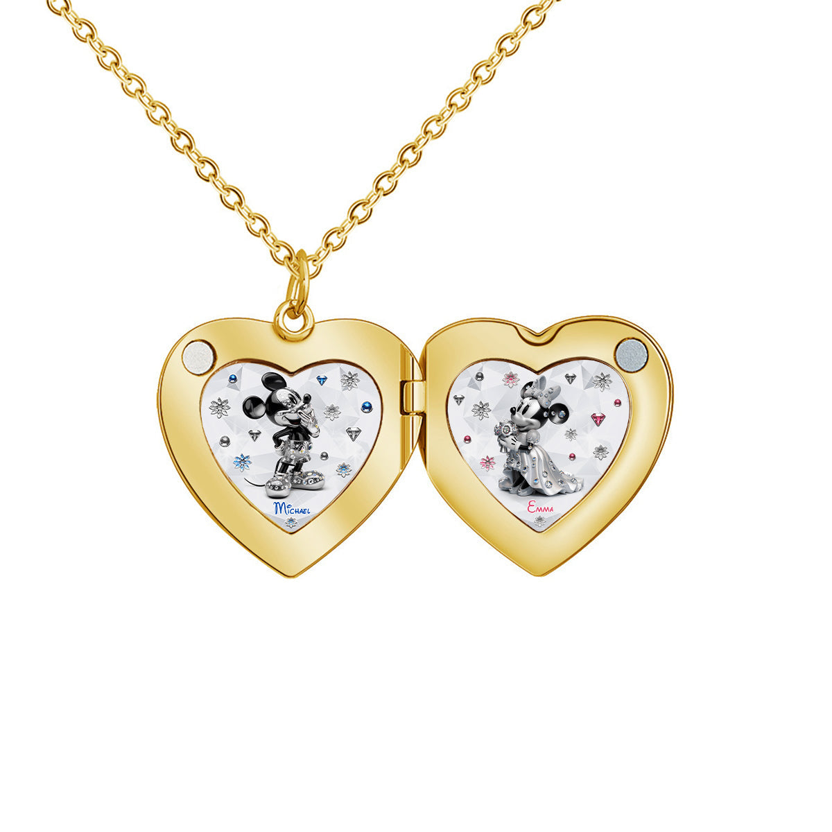 Cute Mouse Couple - Personalized Mouse Locket Pendant Necklace