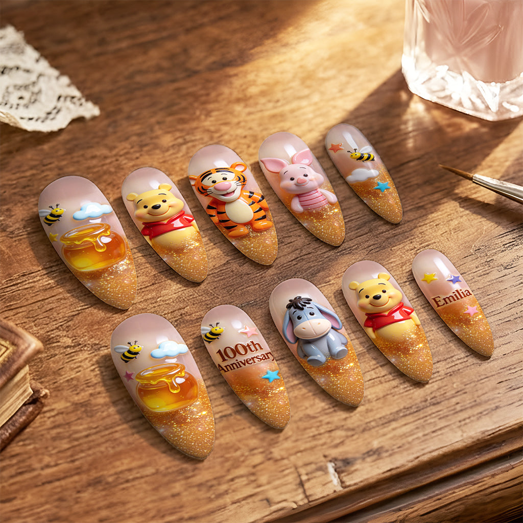 Honey Bear - Personalized Yellow Bear Press On Nails