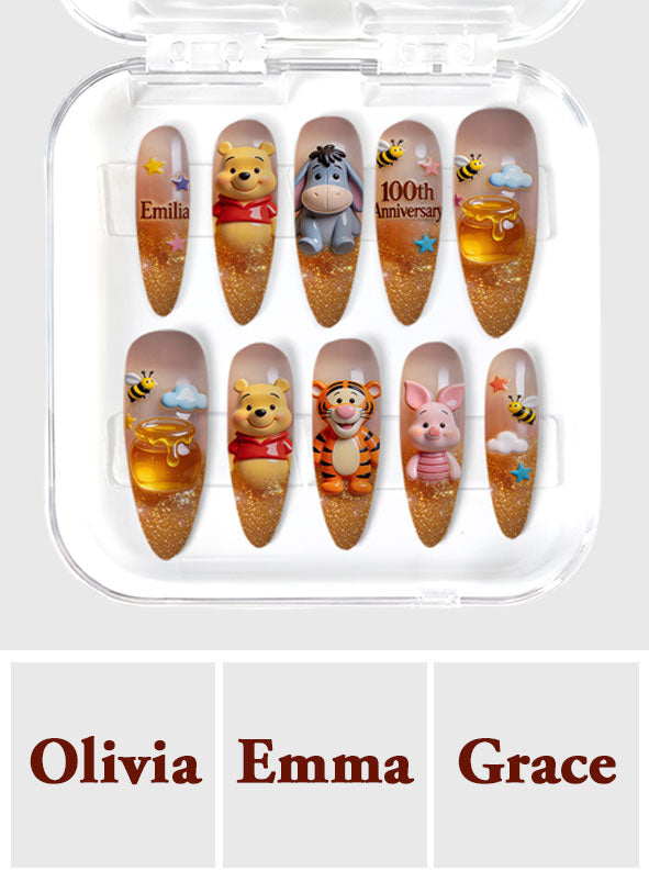 Honey Bear - Personalized Yellow Bear Press On Nails