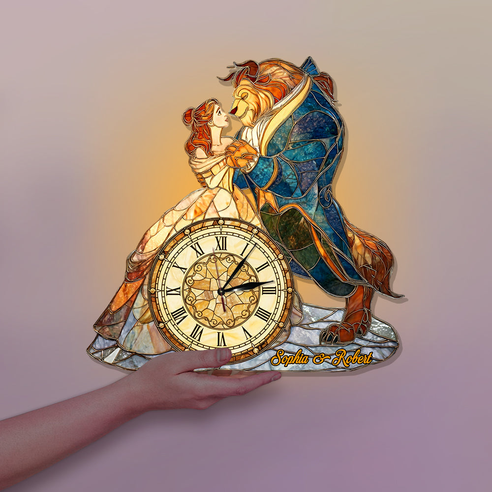 Tale As Old As Time - Personalized Couple LED Light Wall Clock