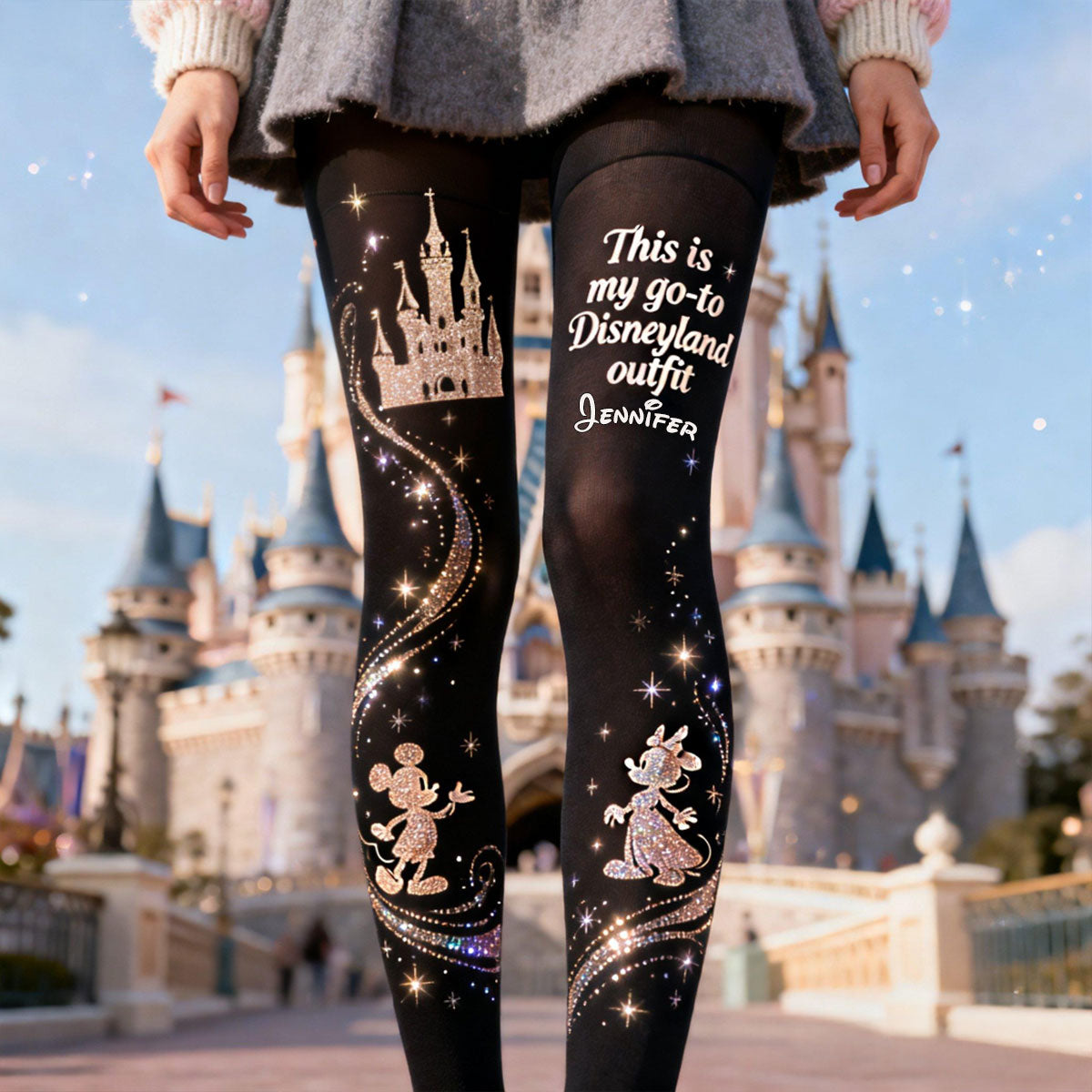 Trip To Magical Land - Personalized Mouse Women Pantyhose Tights