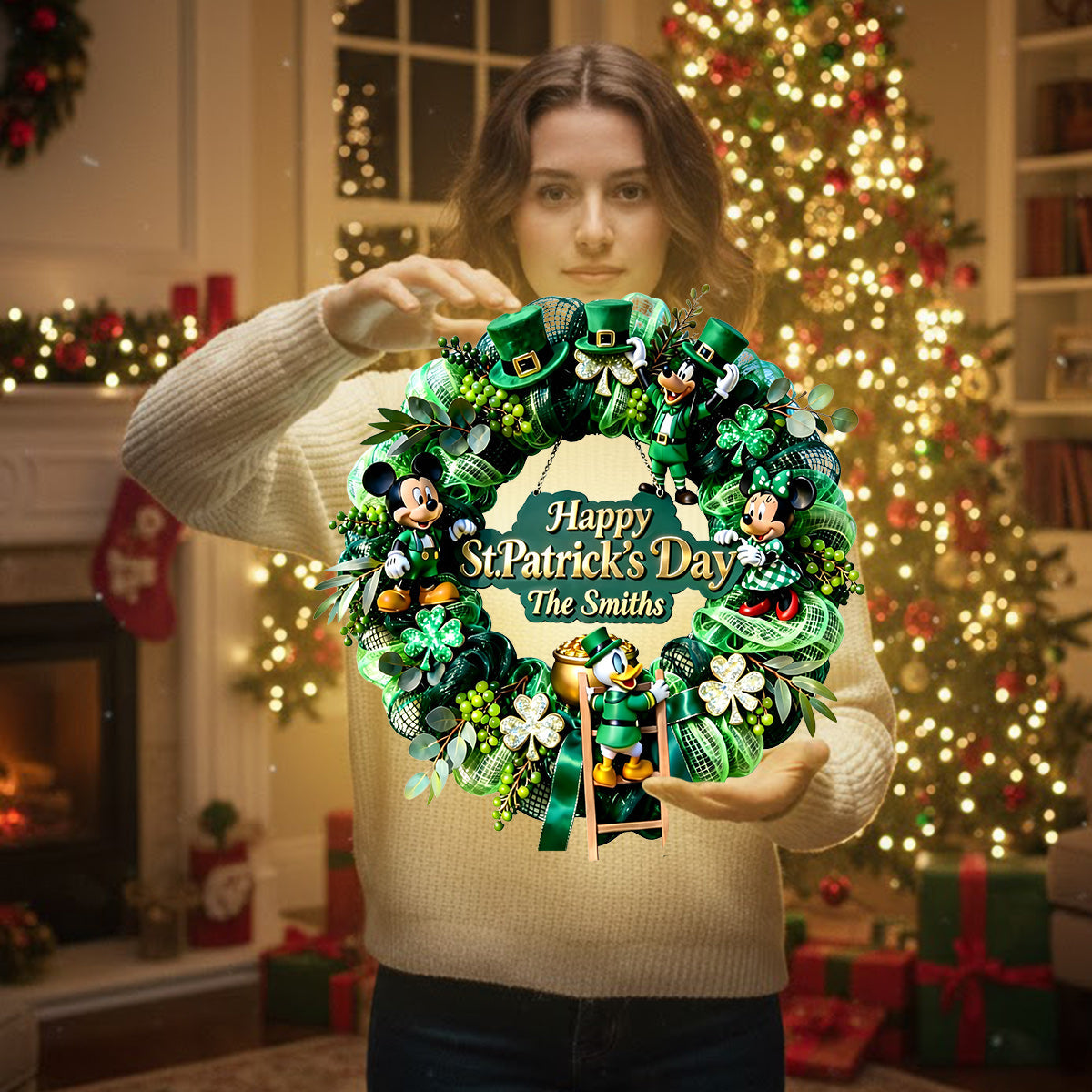 Cartoon Shamrock - Personalized Mouse LED Light Acrylic Sign
