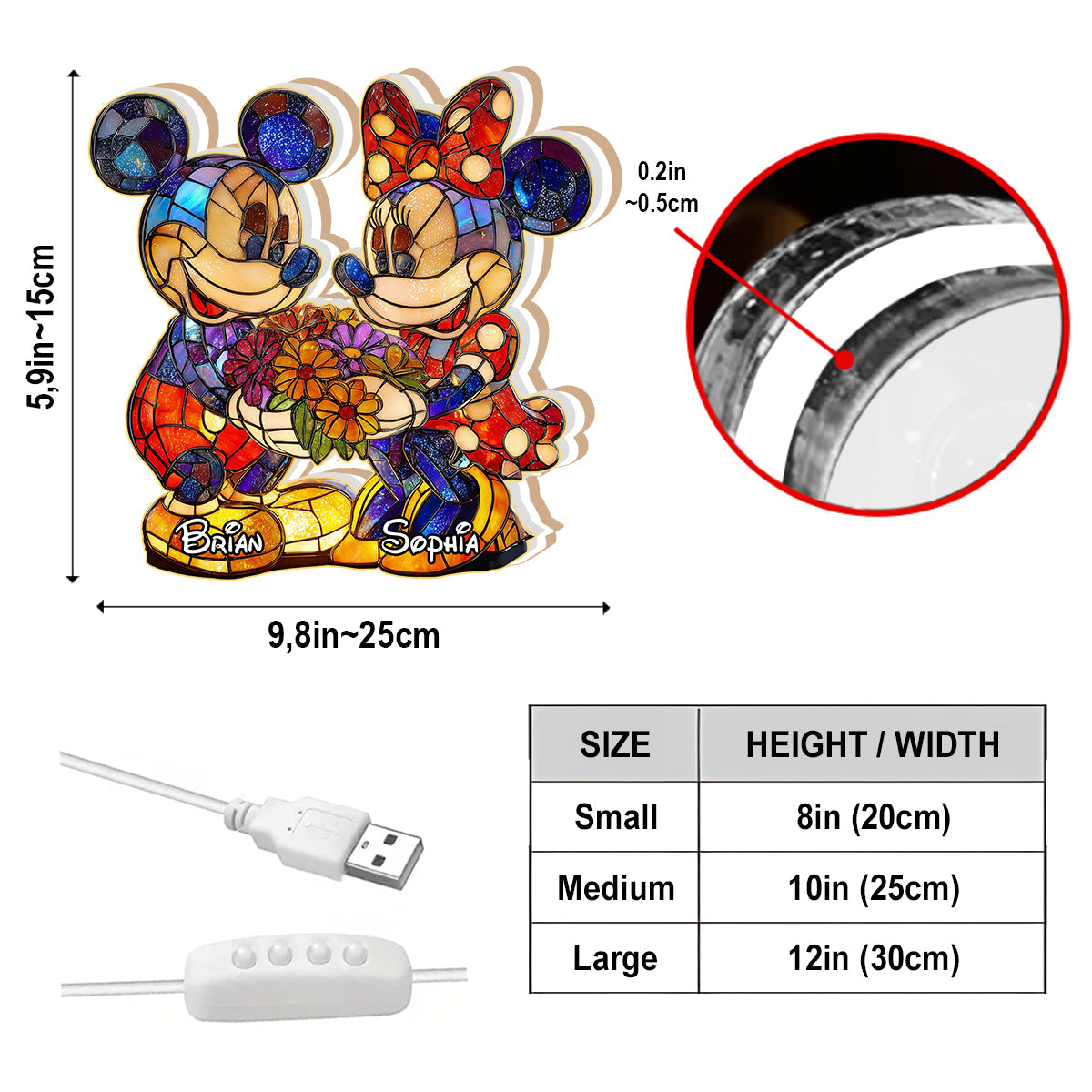 Magical Couple - Personalized Mouse Acrylic LED Night Light