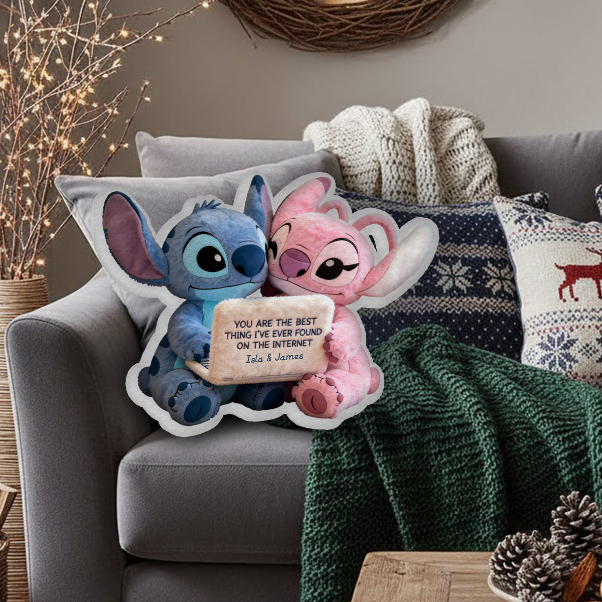 Best Thing I've Found On The Internet - Personalized Ohana Faux Fur Shaped Pillow