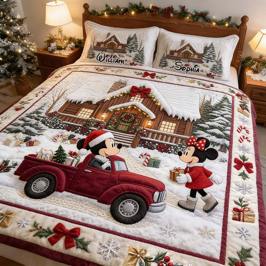 Merry Christmas - Personalized Mouse Quilt Set