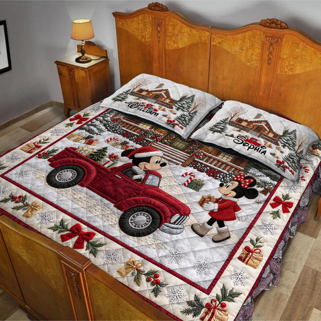 Merry Christmas - Personalized Mouse Quilt Set
