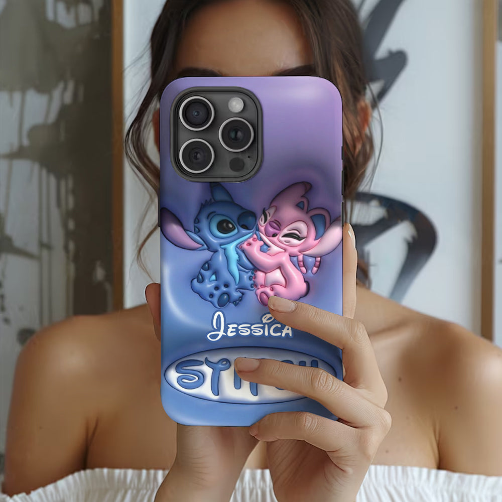 Cute Blue and Pink Alien - Personalized Ohana Full Print Phone Case